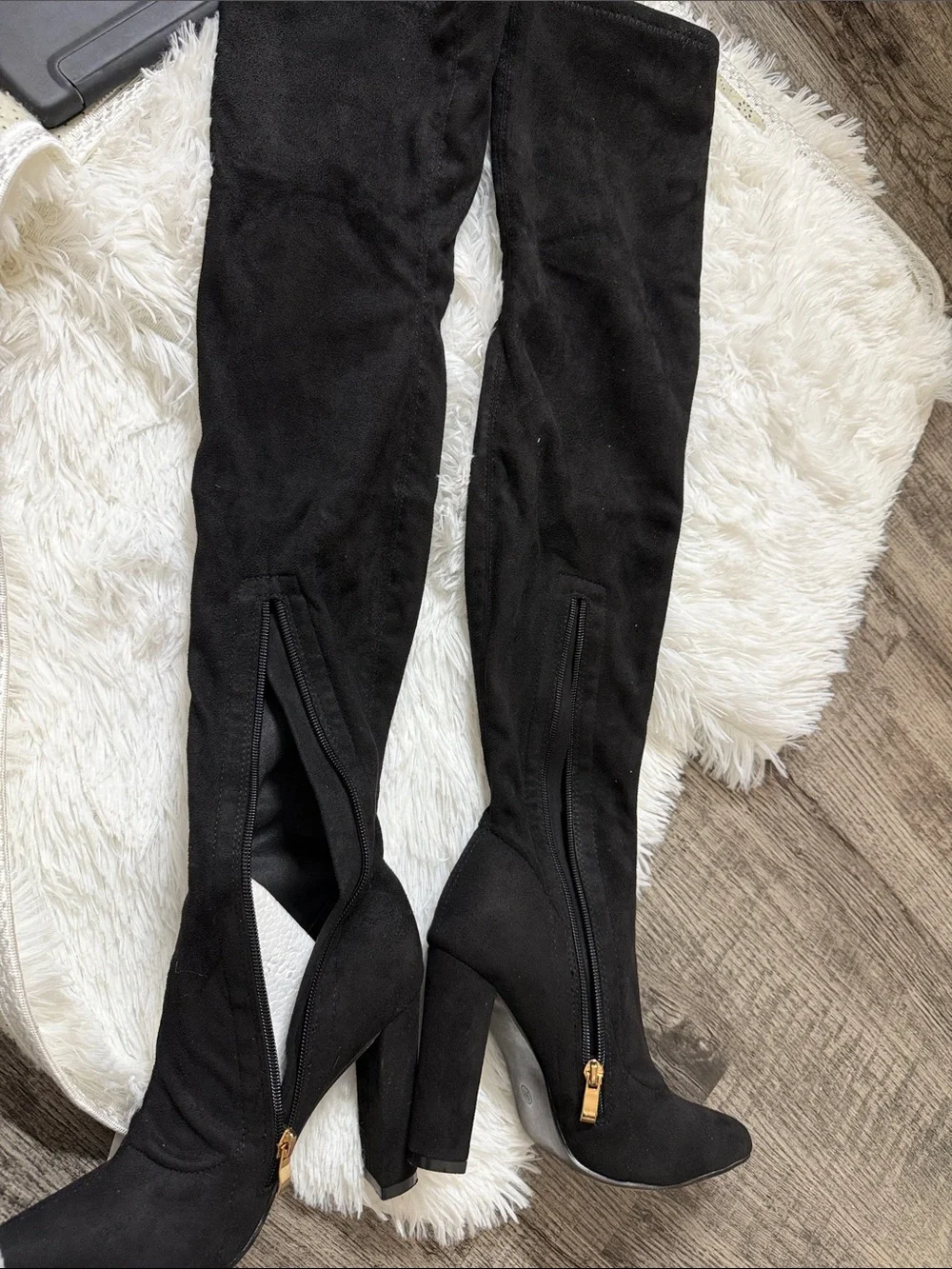 Black Over-the-Knee Pointed Toe Boots